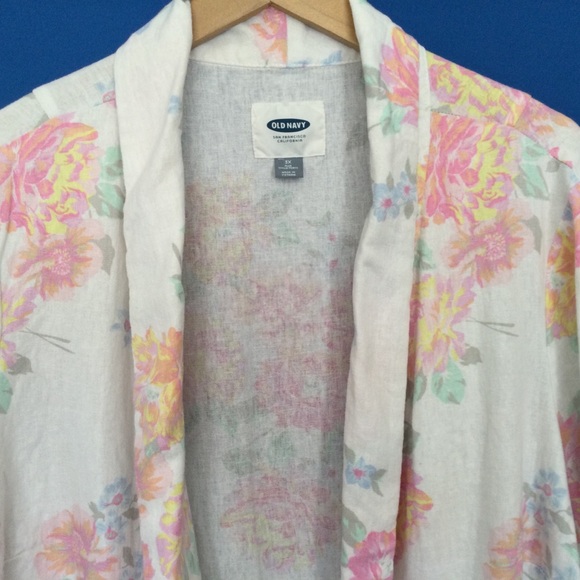 Old Navy Linen Blend 3X Blazer Floral Garden Pastels - Picture 2 of 8